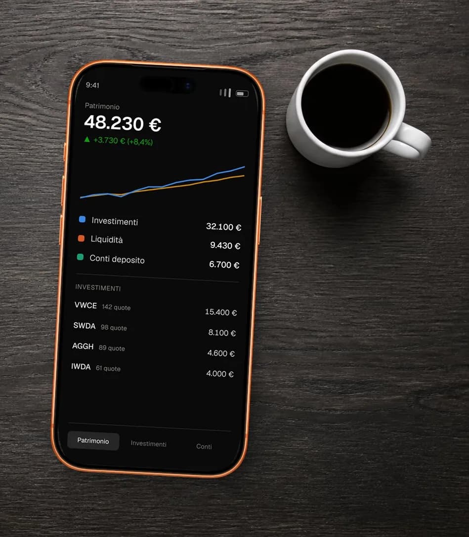 AssetDashboard su iPhone appoggiato a una scrivania